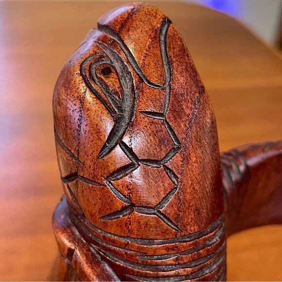 Hand Carved Wooden Turtle Wine Bottle Holder - Picture 11 of 15